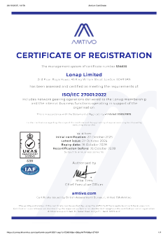 LONAP ISO/IEC 27001 Certificate